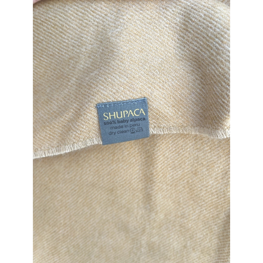 Baby Alpaca Scarf Solid Camel Beige Soft Warm Fringe Peru - Picture 6 of 15
